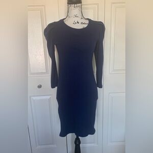 Revamped Navy Blue Long Sleeve Sweater Dress
